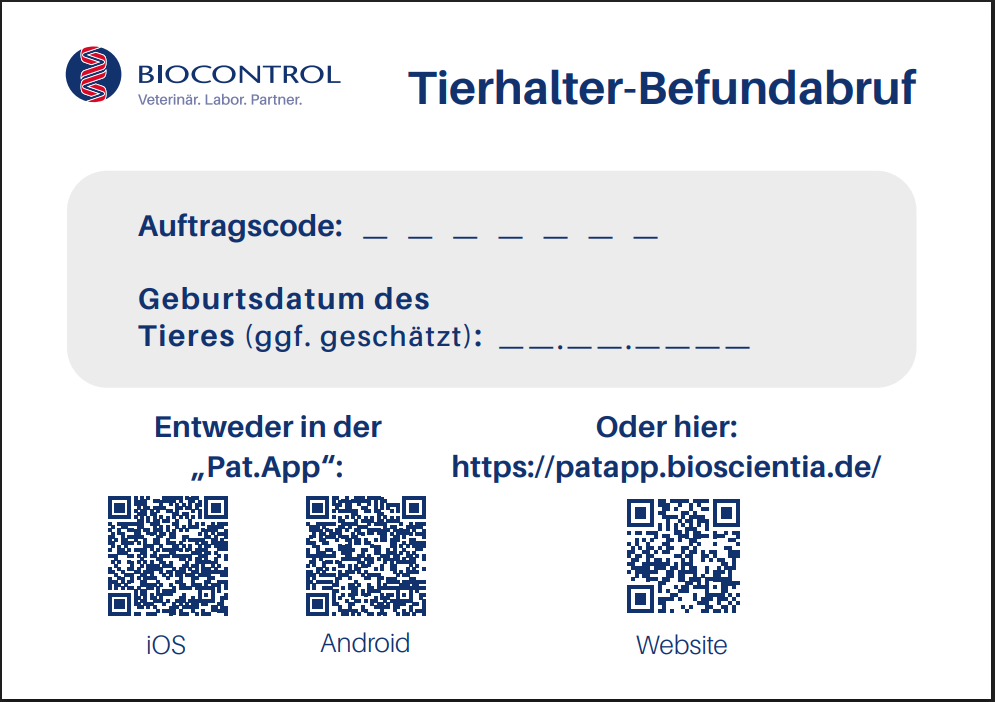 Tierhalter Befundkarte
